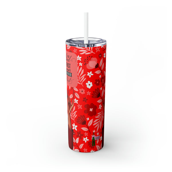 Big Hat & Pearls | Skinny Tumbler with Straw, 20oz | Red and White