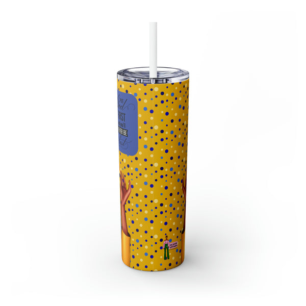 Big Hat & Pearls | Skinny Tumbler with Straw, 20oz | Yellow and Blue