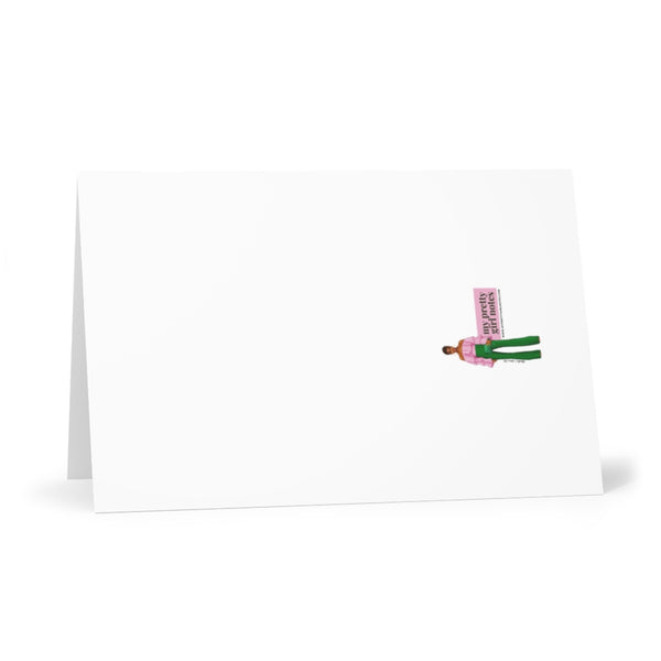 Christmas Greeting Cards: Pom Poms & Fuzzy Slippers - Brown