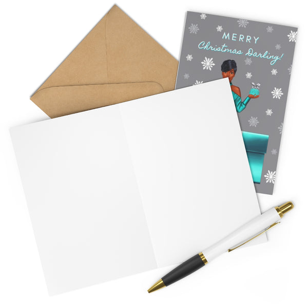 Holiday Greeting Cards: Merry Christmas Darling - Teal