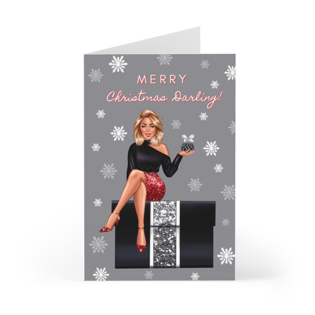 Holiday Greeting Cards: Merry Christmas Darling - Red/Black