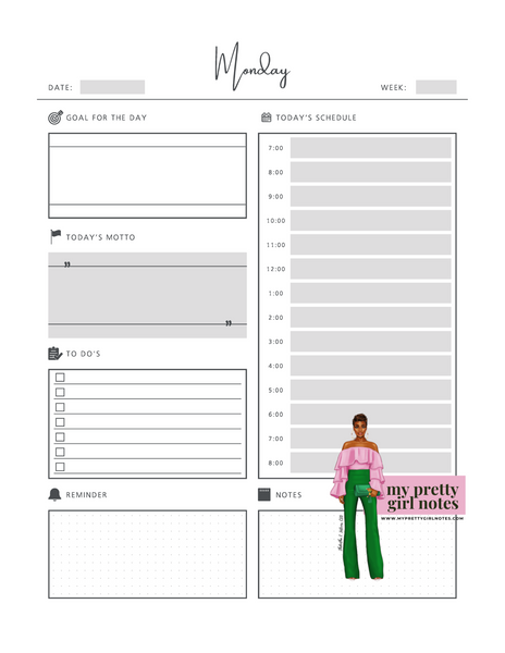 Throw Glitter: Undated Hourly Daily Planner - Brown