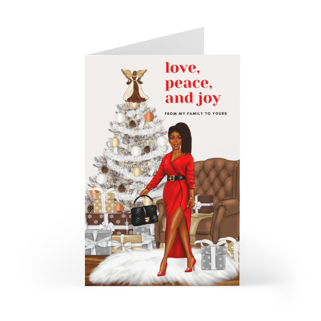 Holiday Greeting Cards: Love, Peace & Joy Holiday - Red