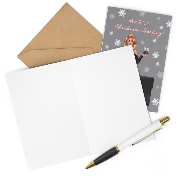 Holiday Greeting Cards: Merry Christmas Darling - Red/Black