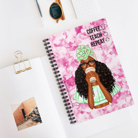 Coffee, Teach & Repeat Notebook - Pink