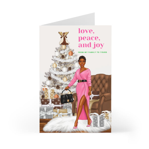 Holiday Greeting Cards: Love, Peace & Joy Holiday - Pink