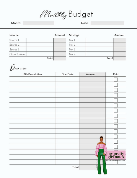 Build Your Empire: Undated Monthly Budget Planner - Black