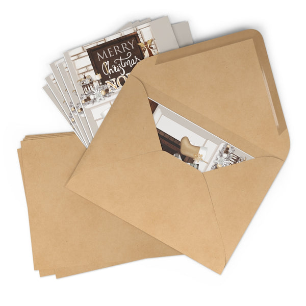 Christmas Greeting Cards: Coco by the Fireplace - Brown
