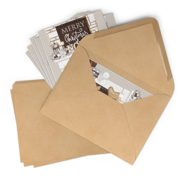 Christmas Greeting Cards: Pom Poms & Fuzzy Slippers - Gray