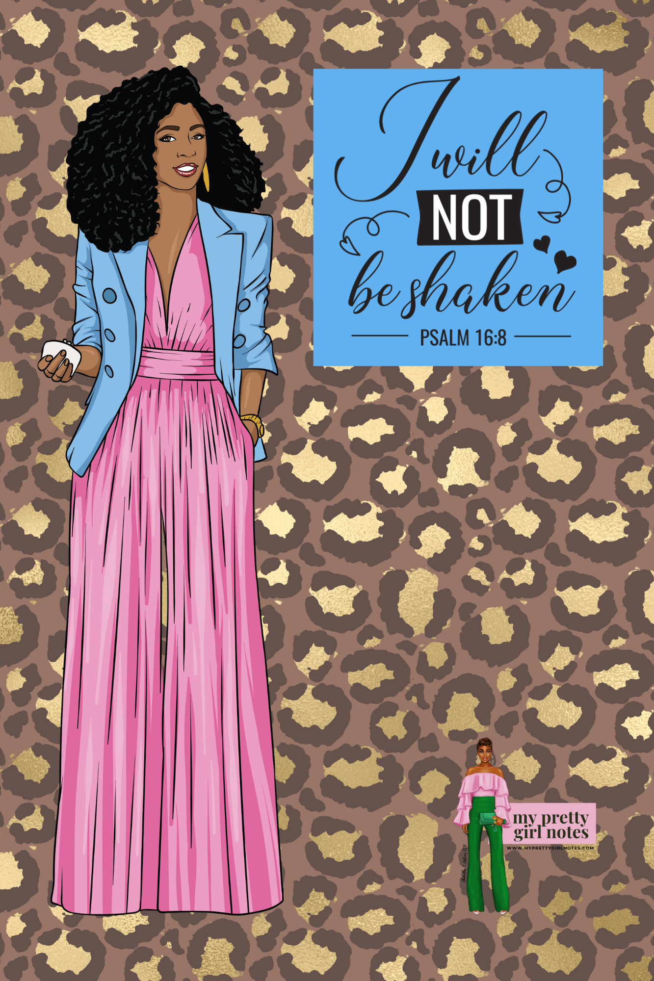 Not Shaken: Blue & Pink Cheetah Journal