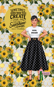 Create Your Own Sunshine: Undated Hourly Daily Planner – Black Polka Dots