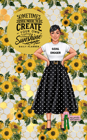 Create Your Own Sunshine: Undated Hourly Daily Planner – Black Polka Dots