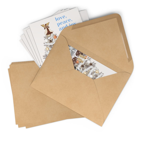 Holiday Greeting Cards: Love, Peace & Joy Holiday - Blue