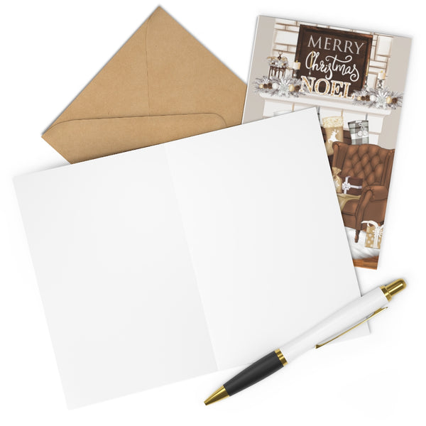 Christmas Greeting Cards: Pom Poms & Fuzzy Slippers - Gray