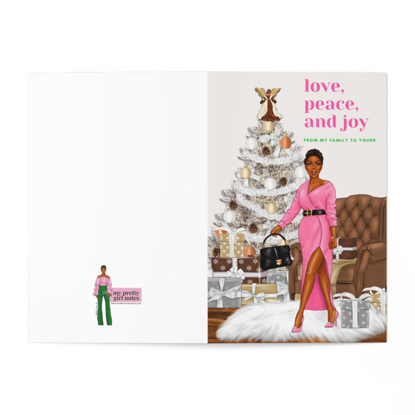 Holiday Greeting Cards: Love, Peace & Joy Holiday - Pink