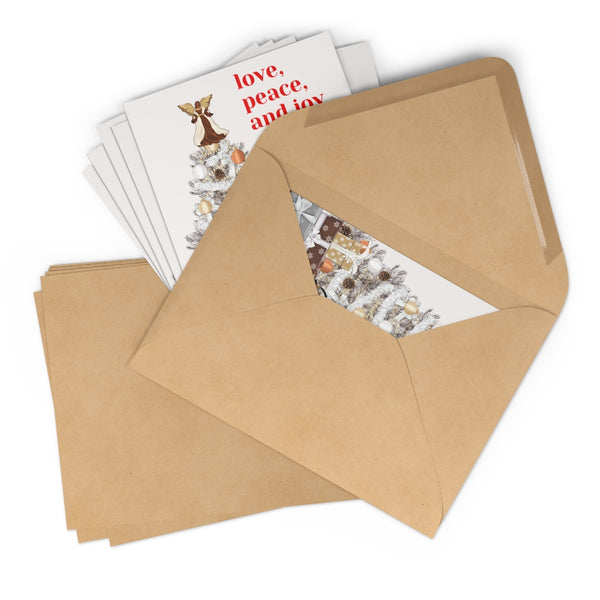 Holiday Greeting Cards: Love, Peace & Joy Holiday - Red