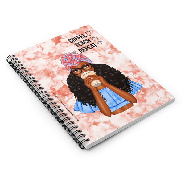Coffee, Teach & Repeat Notebook - Peach