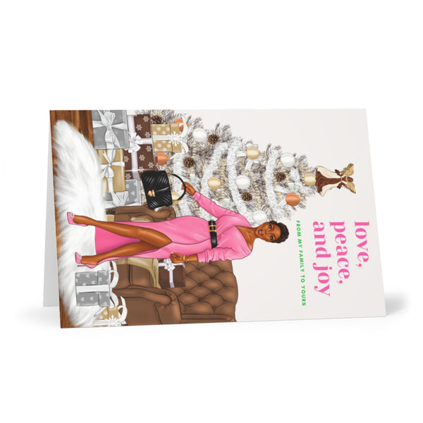 Holiday Greeting Cards: Love, Peace & Joy Holiday - Pink