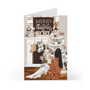 Christmas Greeting Cards: Coco by the Fireplace - Brown