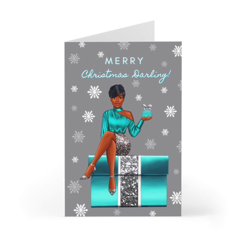 Holiday Greeting Cards: Merry Christmas Darling - Teal