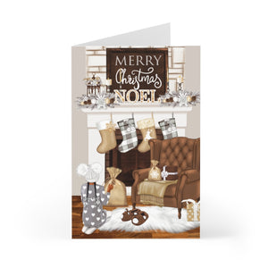 Christmas Greeting Cards: Pom Poms & Fuzzy Slippers - Gray