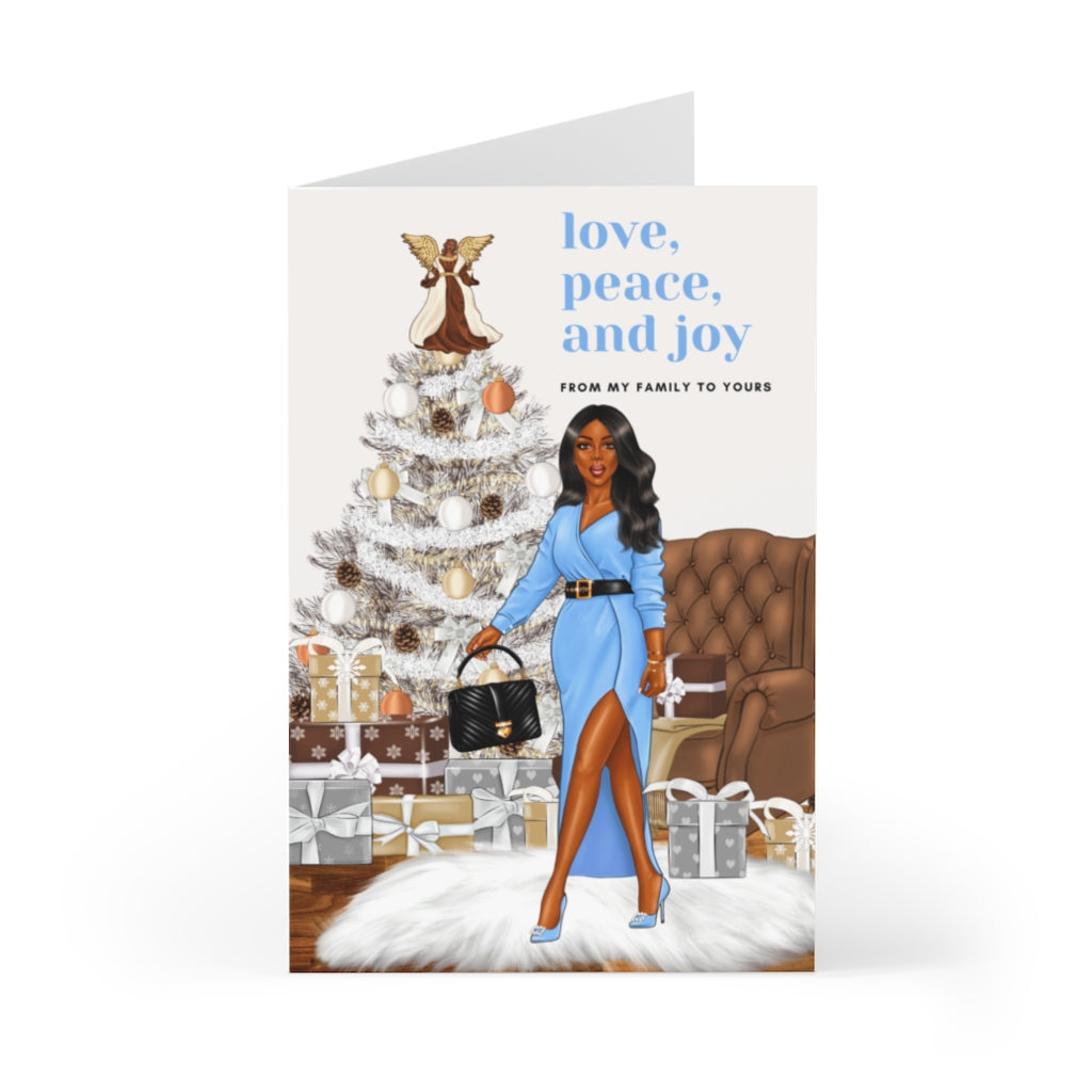 Holiday Greeting Cards: Love, Peace & Joy Holiday - Blue