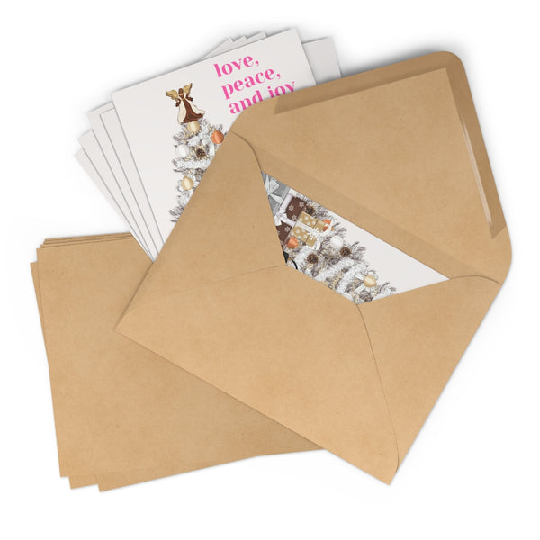 Holiday Greeting Cards: Love, Peace & Joy Holiday - Pink
