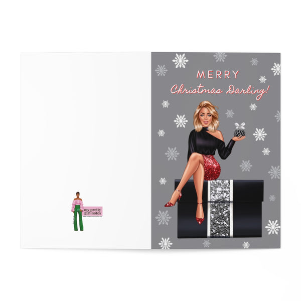 Holiday Greeting Cards: Merry Christmas Darling - Red/Black