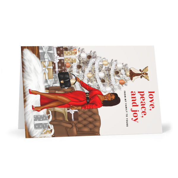 Holiday Greeting Cards: Love, Peace & Joy Holiday - Red